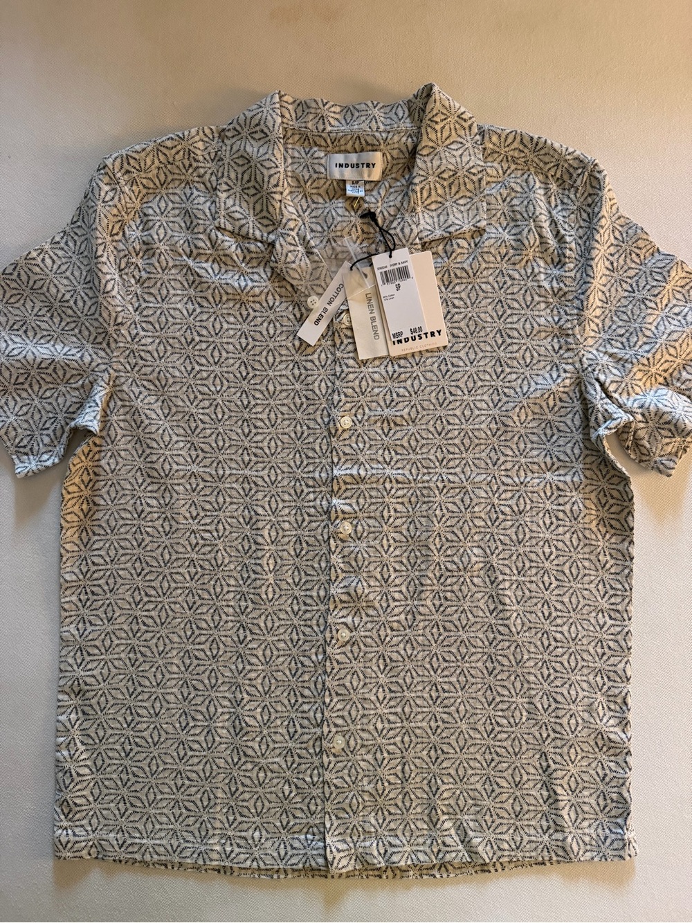 Brand New never worn. Industry Short-Sleeve Geometric Print Shirt - blue/grey